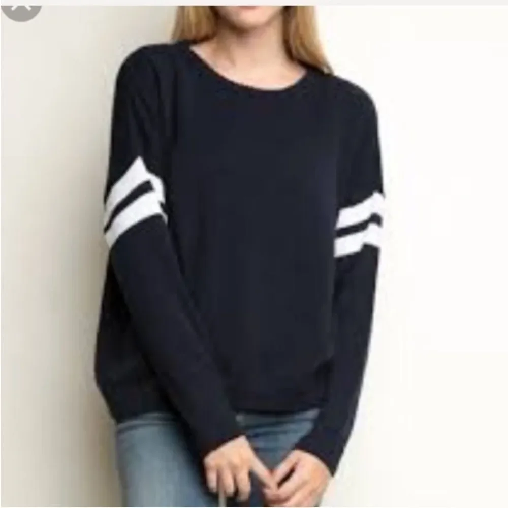 Navy Brandy Melville Veena Stripe Sleeve Sweater
